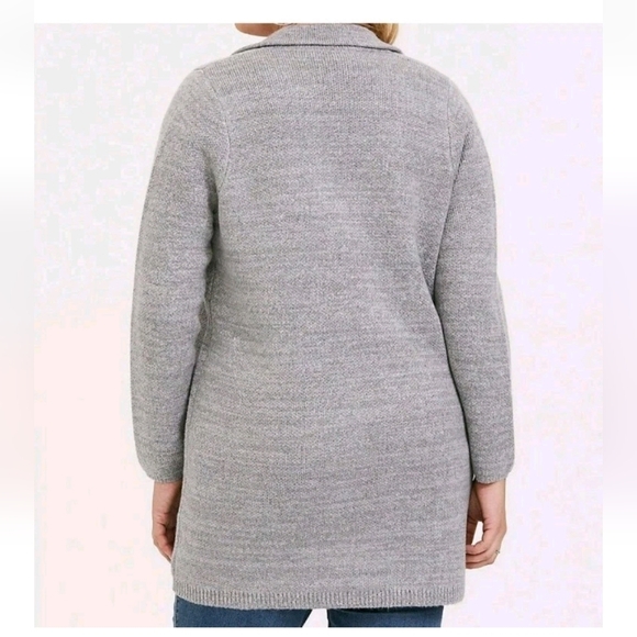 Torrid Sweater Coat Woman Plus Sz 2X Gray Knit Notch Collar Button Pockets Read - Picture 2 of 12